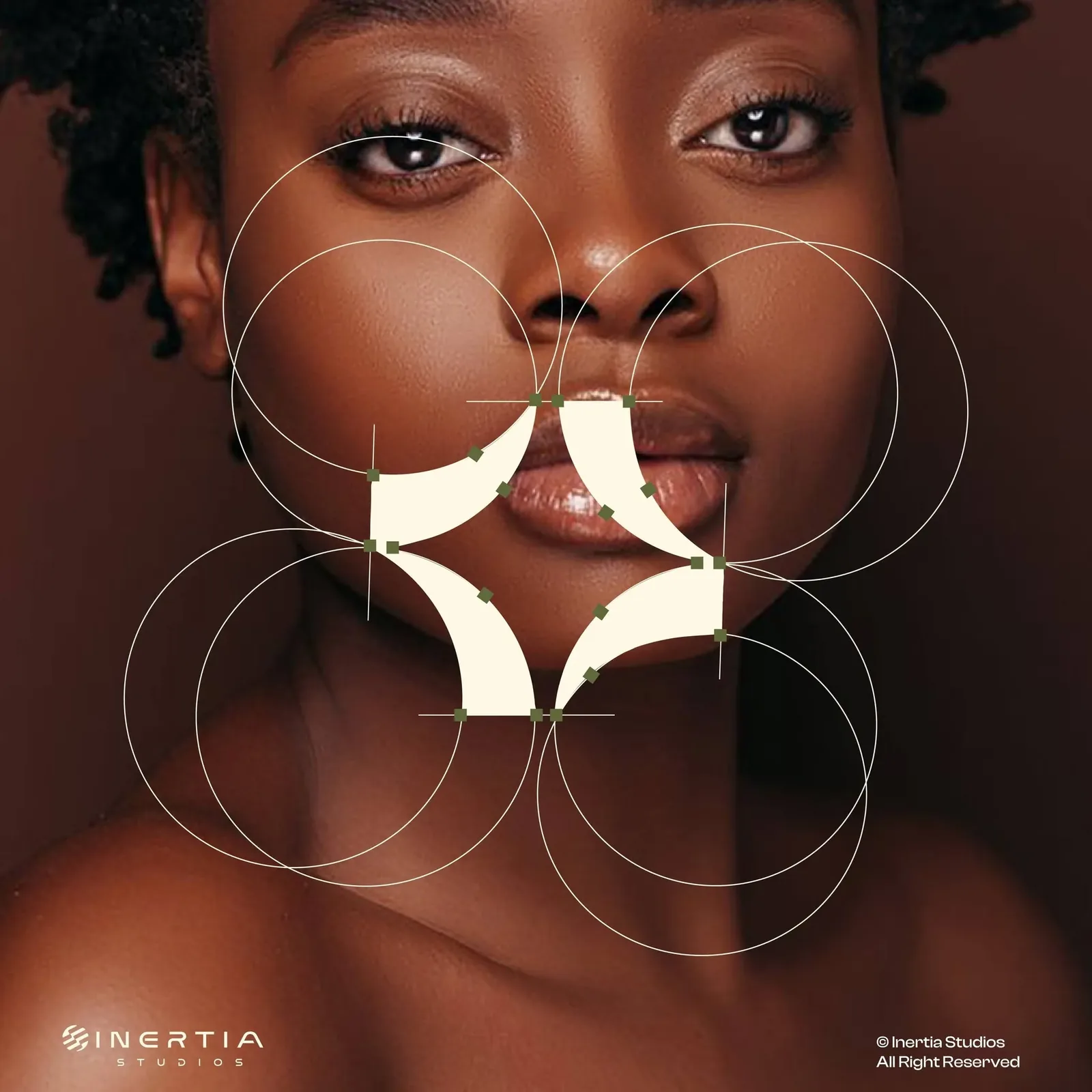 Priscy star mark construction — overlapping circles and anchor points drawn over a campaign portrait